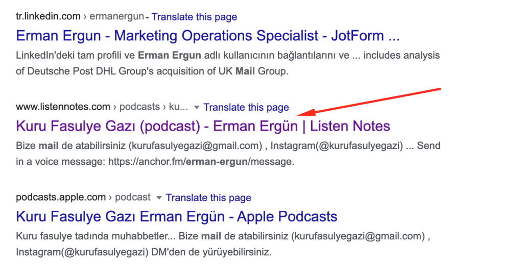 Google mail adresi araması