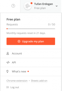 Hunter.io kayıt ekranı